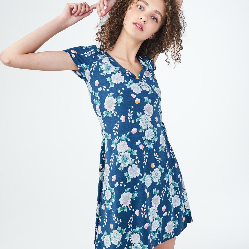 Aeropostale Blue Floral Wrap Dress